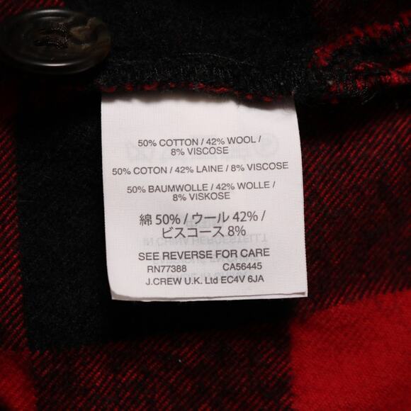 J Crew Buffalo Plaid Wool Blend Shirt Jacket Red Black Check Shacket Size M - Picture 6 of 8